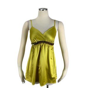 Express Small Cami Top NWT Mustard Yellow Gold Rhinestones Spaghetti Strap $40 C
